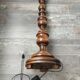 Turned wooden floor lamp