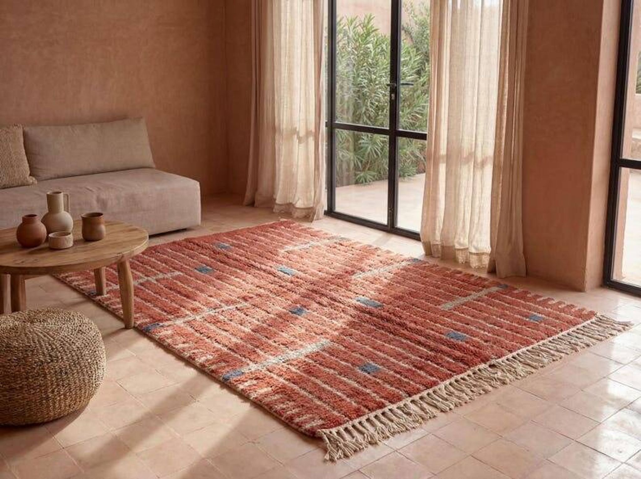Handmade traditional artisanal Moroccan Atlas rug, size 140/260 cm.