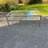 Coffee table, vintage 70s. 2 glass tops.