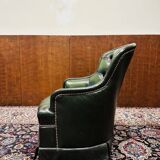 Fauteuil club anglais en cuir vert