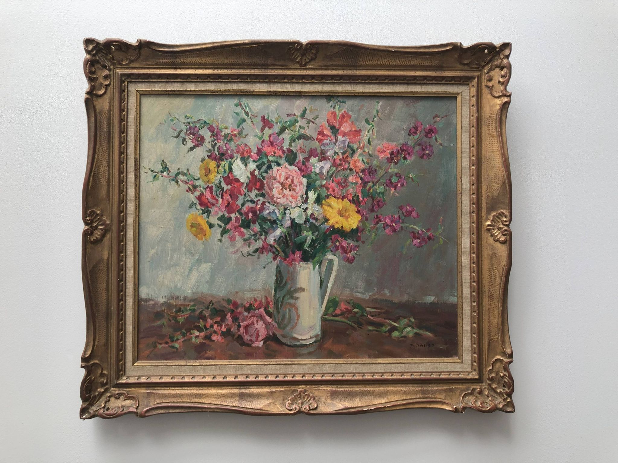 Still life bouquet of flowers oil painting