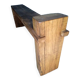 Solid patinated wood design bench 140cm