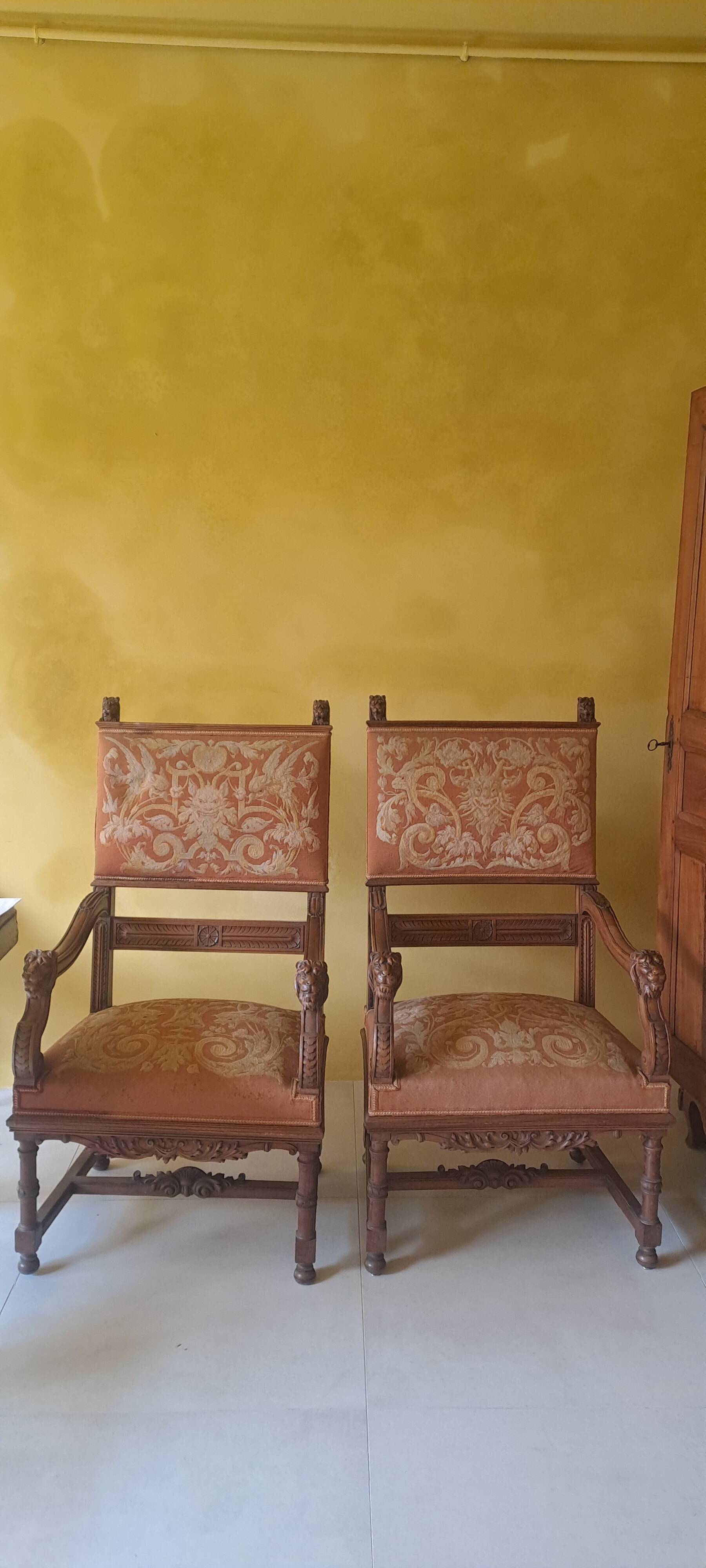 Antique lion head armchair