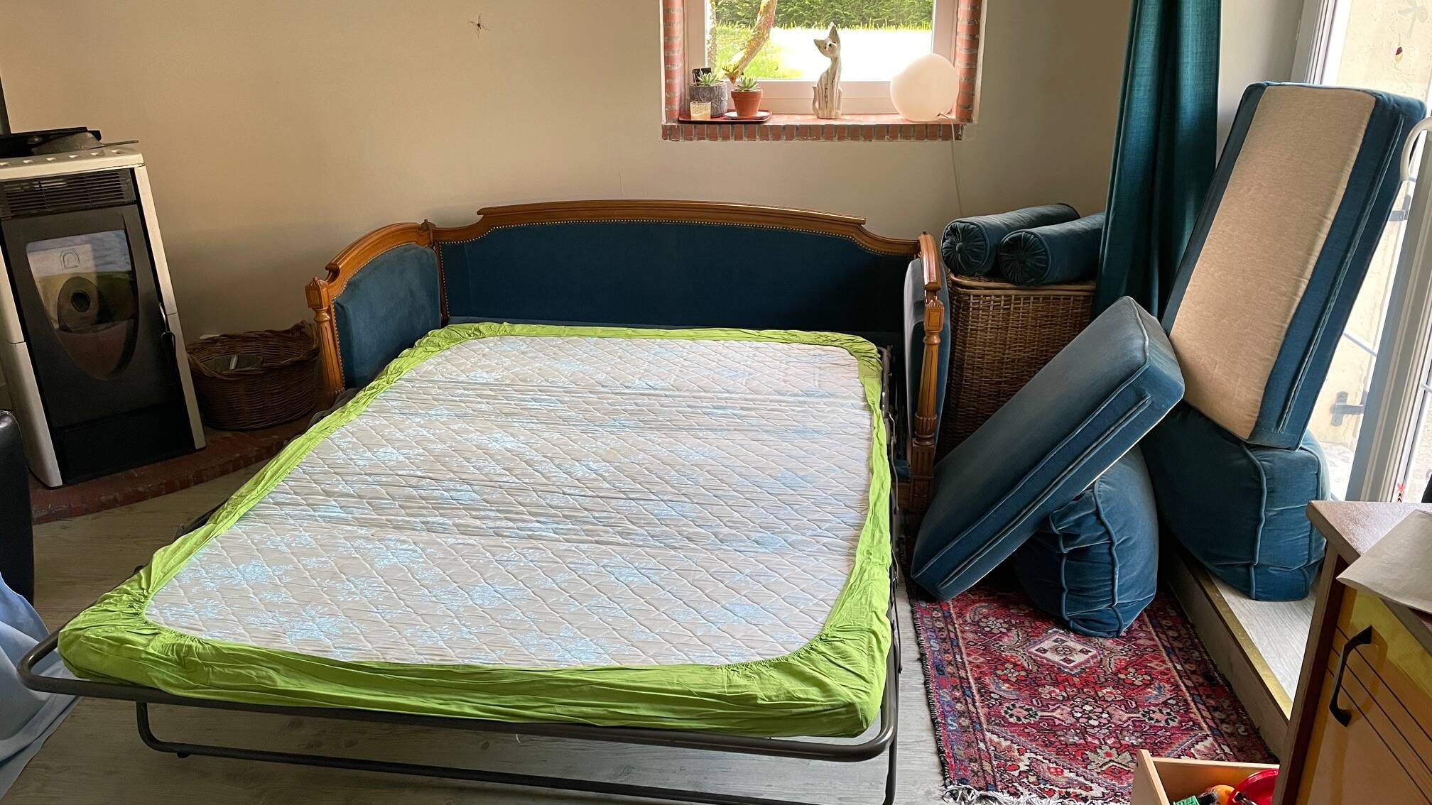 Vintage Velvet Jean Roche Bois Sofa