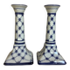 Paire de bougeoirs motifs bleus