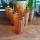 Set of 6 amber water glasses with diamond patterns
