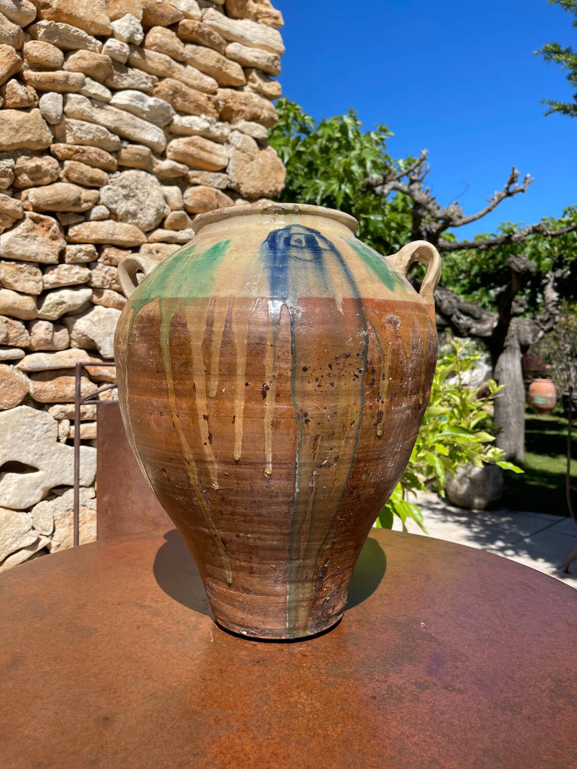 Ancient terracotta pottery jar from the 1920s.