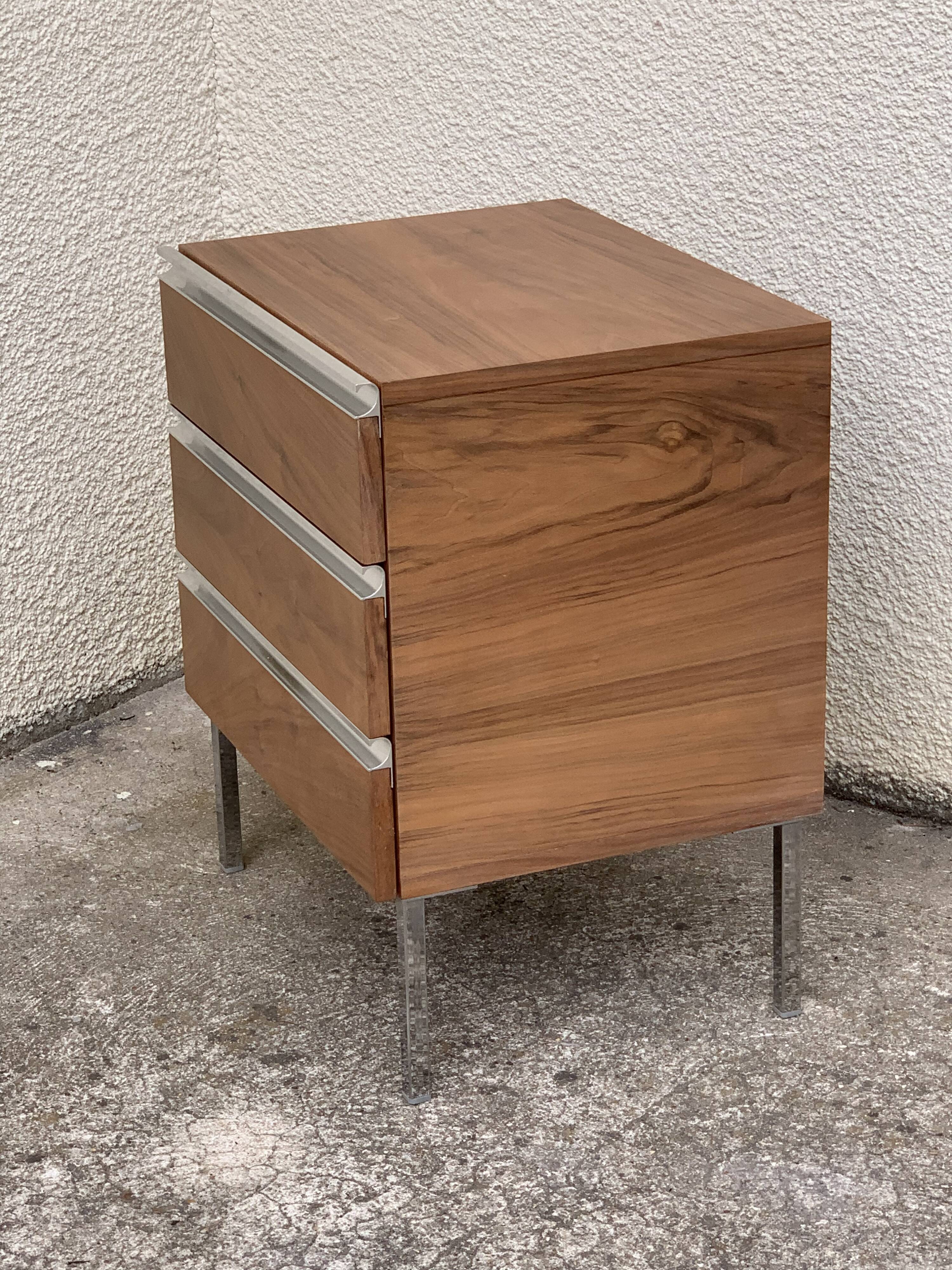 Vintage rosewood chest of drawers aluminum and chrome 1960