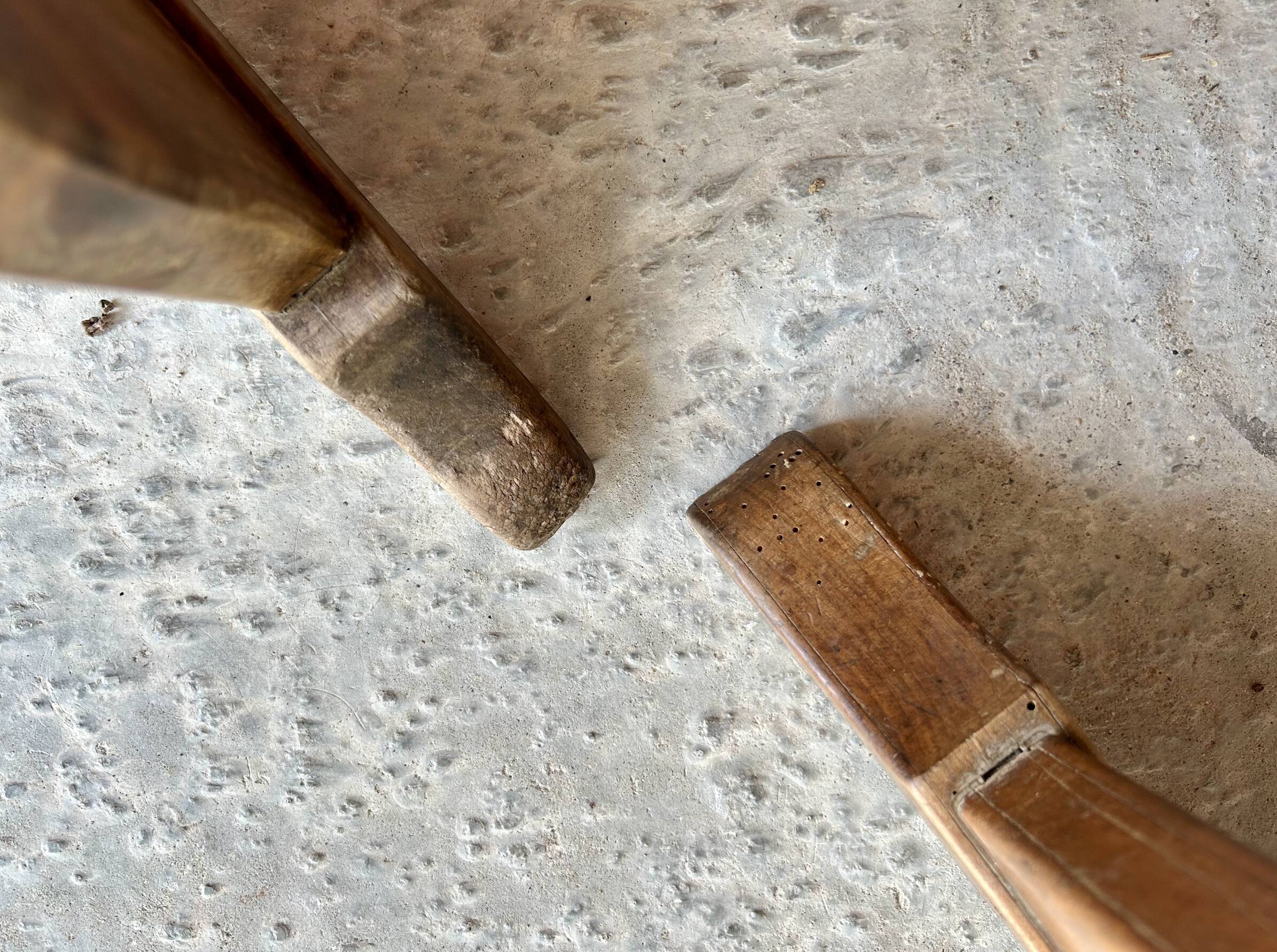 Pair of wooden farm benches