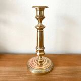Large chiseled brass candle holder h23 cm
