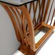 Art Deco Cherrywood Console Table with a Rectangular Glass Top, Italy