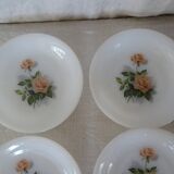 6 plates roses from France flowers hollow Arcopal