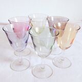 Six vintage polychrome glasses