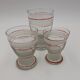Set of 14 vintage glasses, 3 different sizes, white and red decorations - 1950s