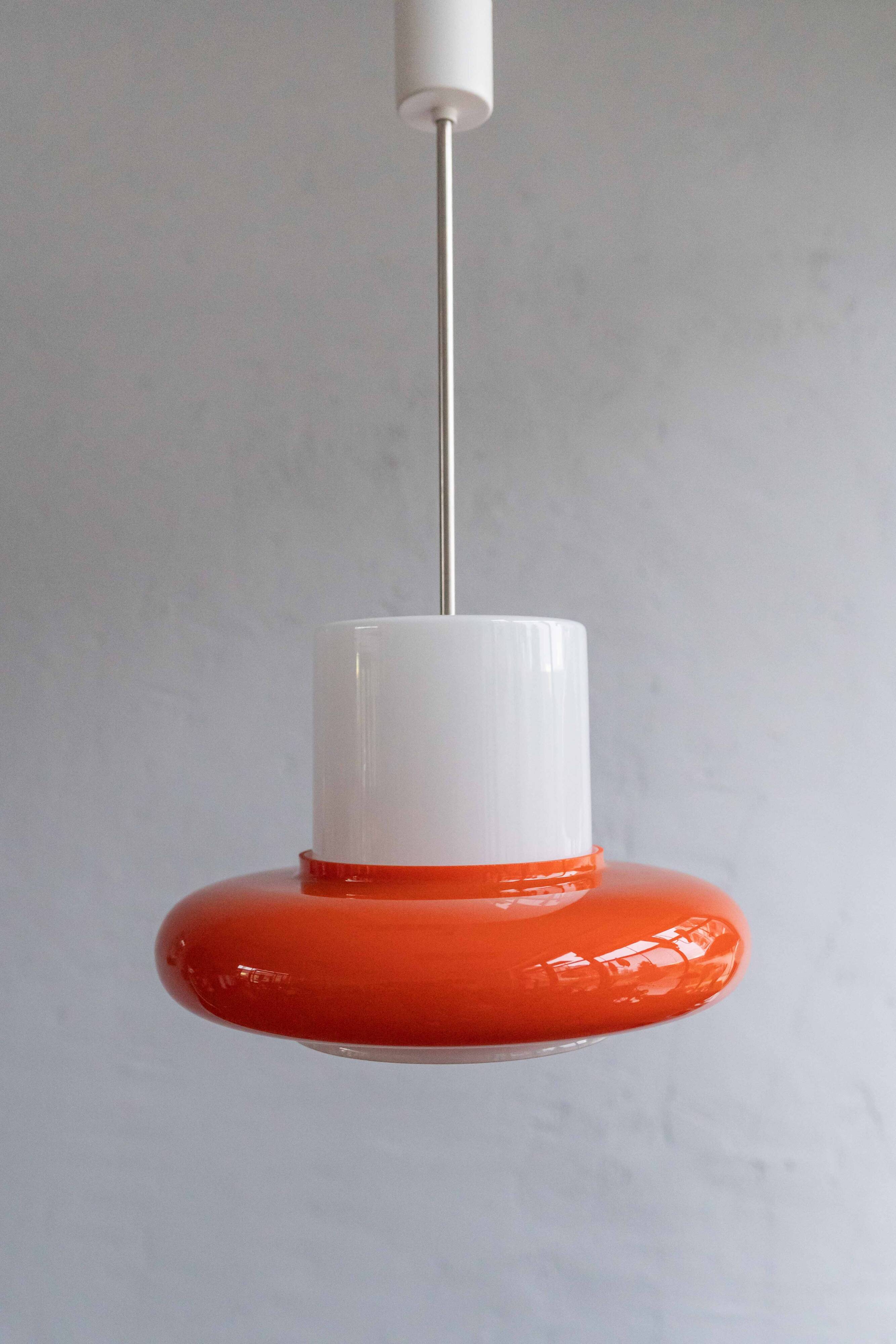 Vintage Czechoslovak Hanging Glass Lamp By Osvětlovací Sklo, 1970s