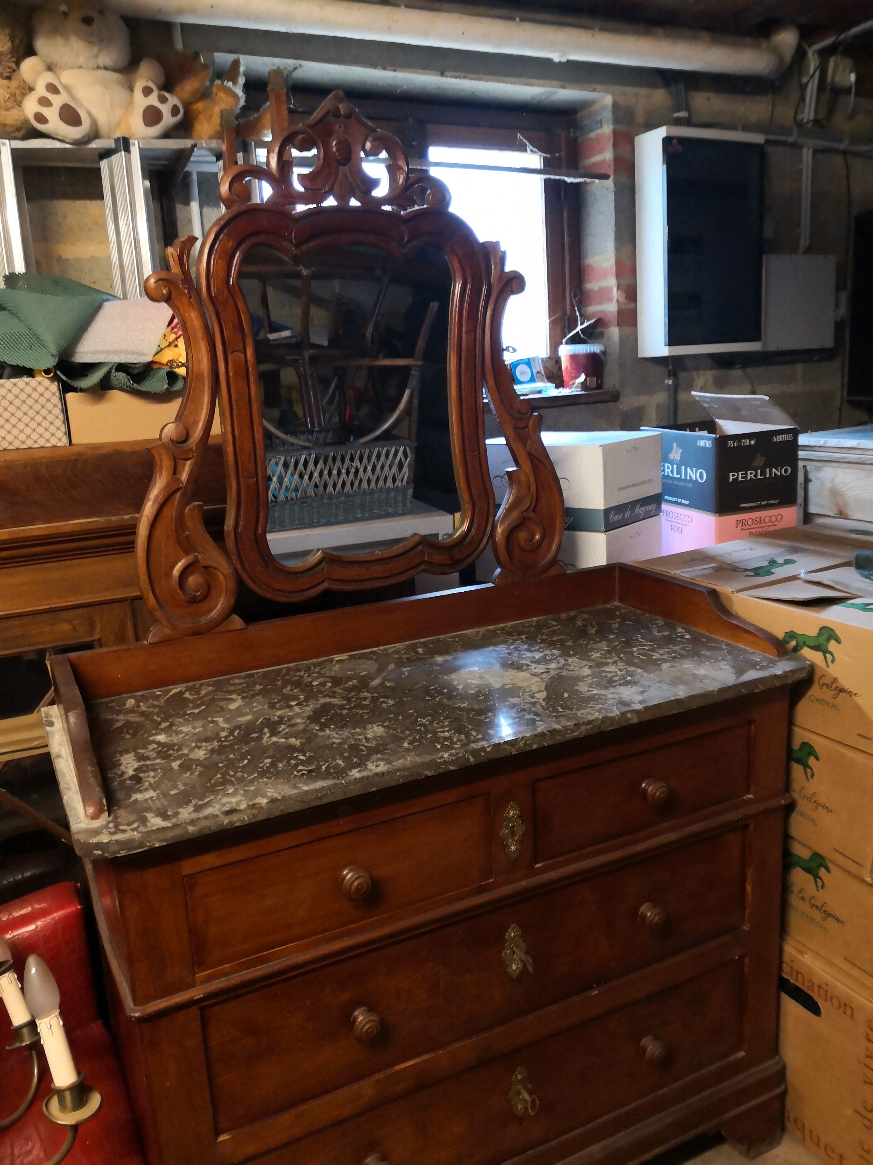 Coiffeuse Louis Philippe dessus marbre