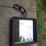 Brutalist cast iron mirror