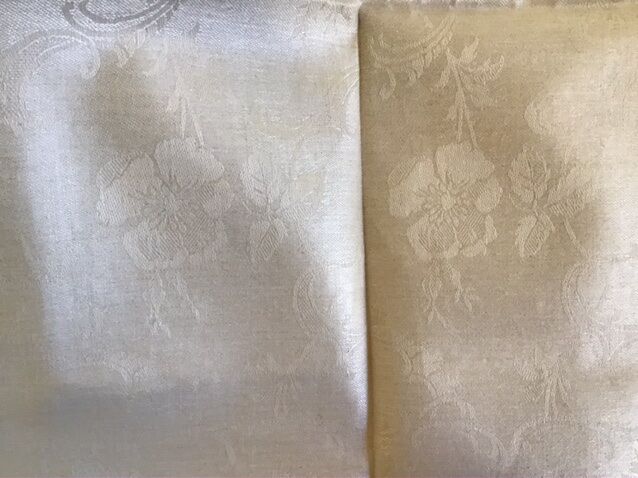 Set of 6 towels in ivory cotton damask