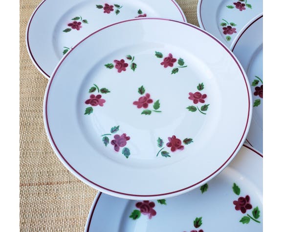 Set of 6 flat plates ceramic collection Rosine