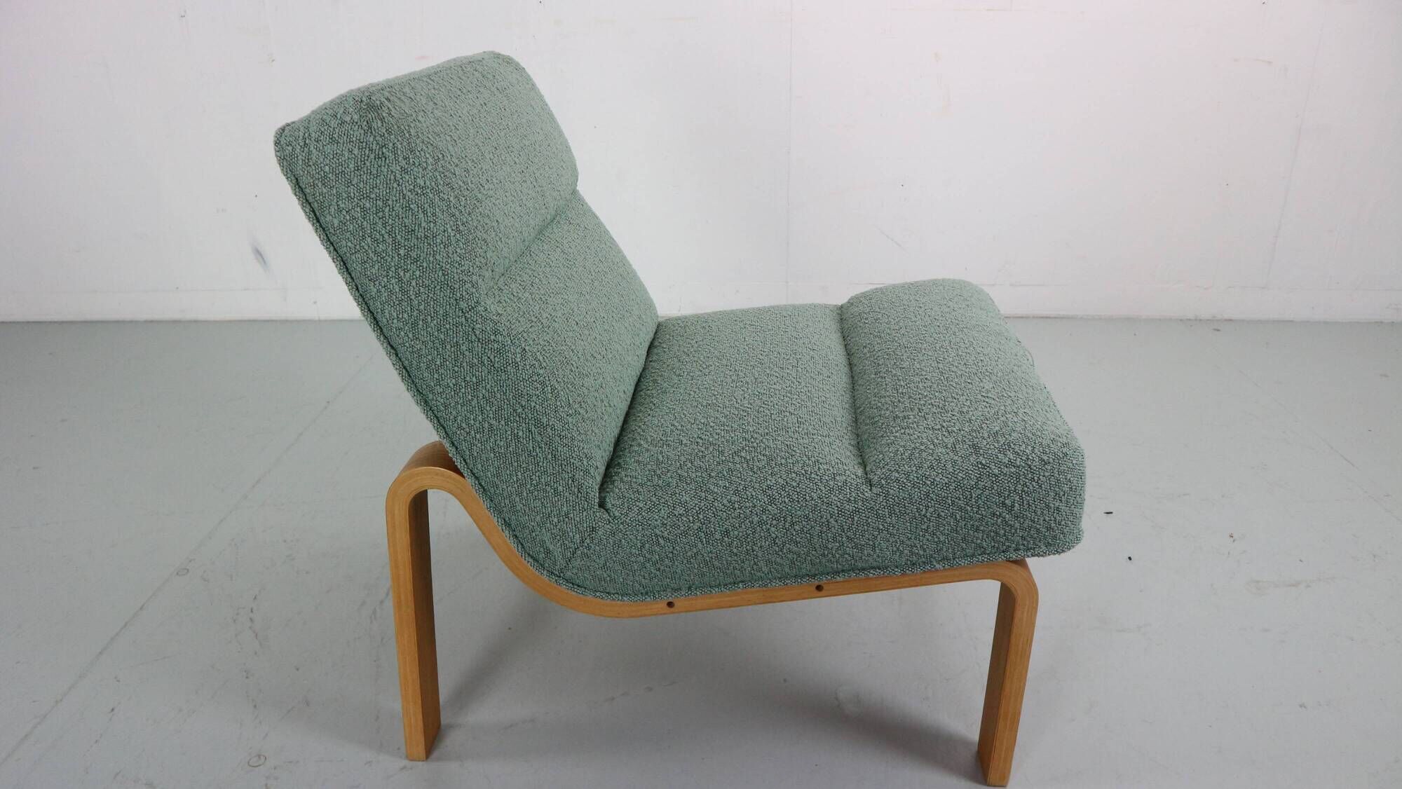 Danish Plywood Lounge Chair by Magnus Olesen,  in mint bouclé