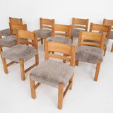 Set of 10 pinewood dining chair in the style of Ate van Apeldoorn, The Netherlands 1970's