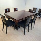 French Art Deco Expandable Dining Room Set, 1930, Set of 9