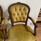 Cabriolets or Bergère armchairs Louis XV style in light green upholstered velvet