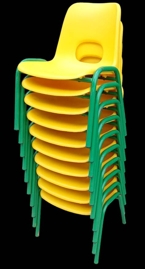 Set of 10 vintage children's stacking chairs