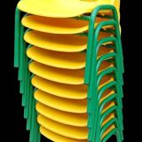 Set of 10 vintage children's stacking chairs