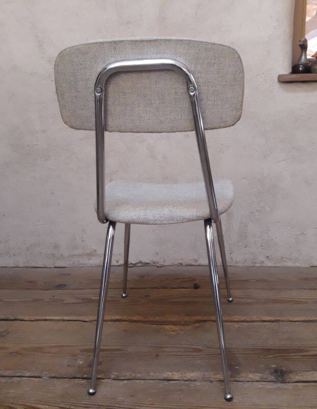 1950s chrome and fabric compass base chair
