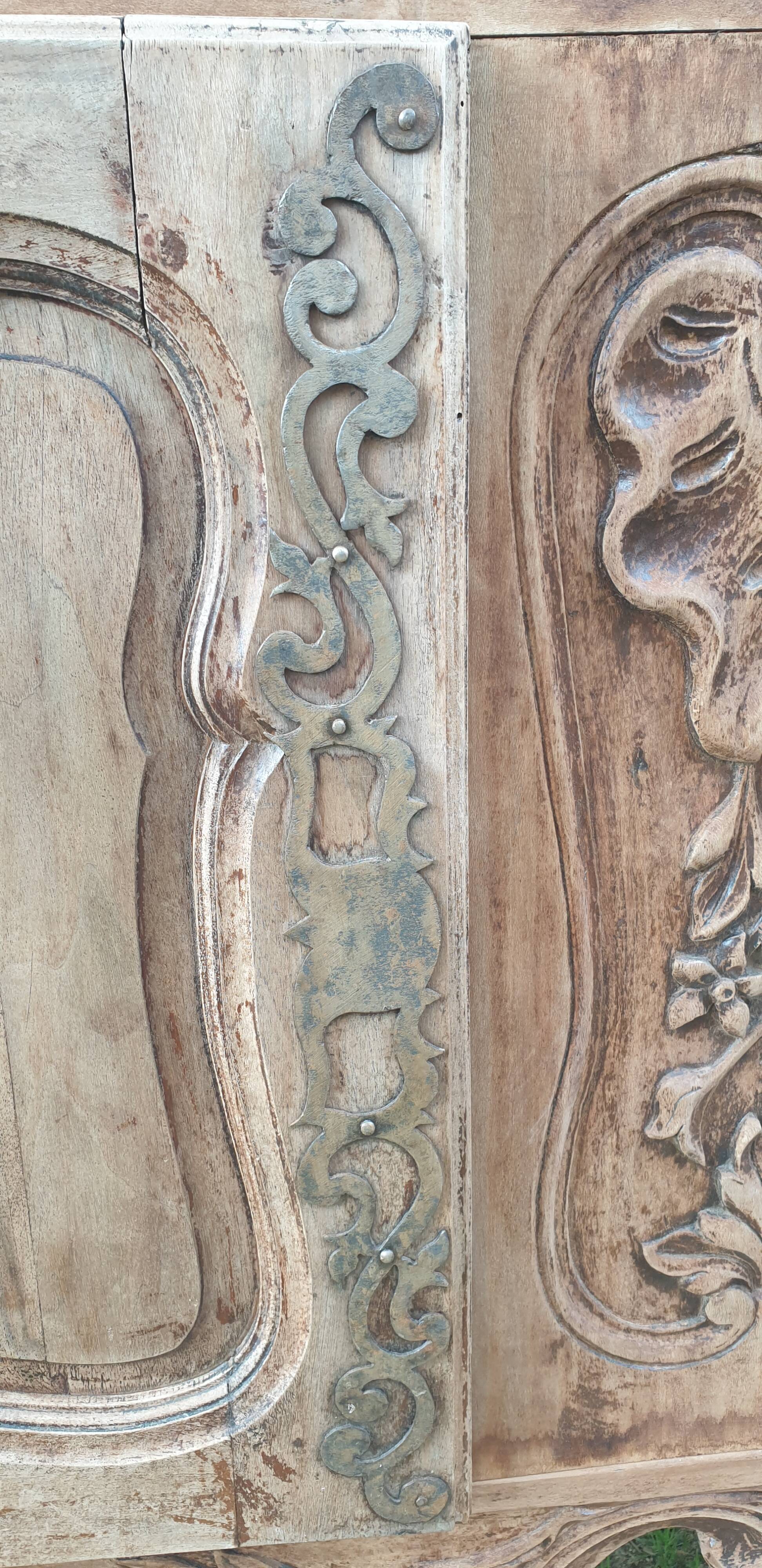 Provencal furniture in finely carved light walnut with wrought ironwork