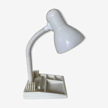 Lampe de bureau flexible organisateur vintage année 80 blanche