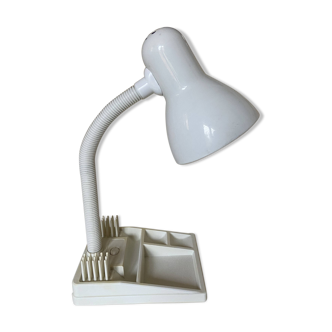 Lampe de bureau flexible organisateur vintage année 80 blanche