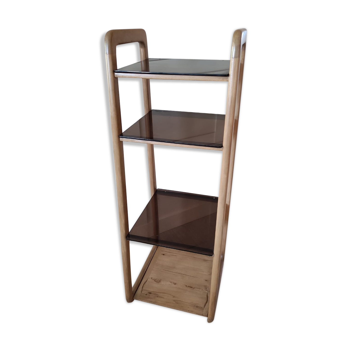 Scandinavian shelf in wood and plexiglass 70s
