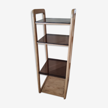 Étagère scandinave en bois et plexiglas années 70