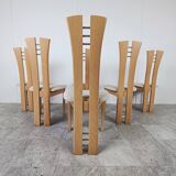 Ensemble de 6 chaises à repas à haut dossier, 1980