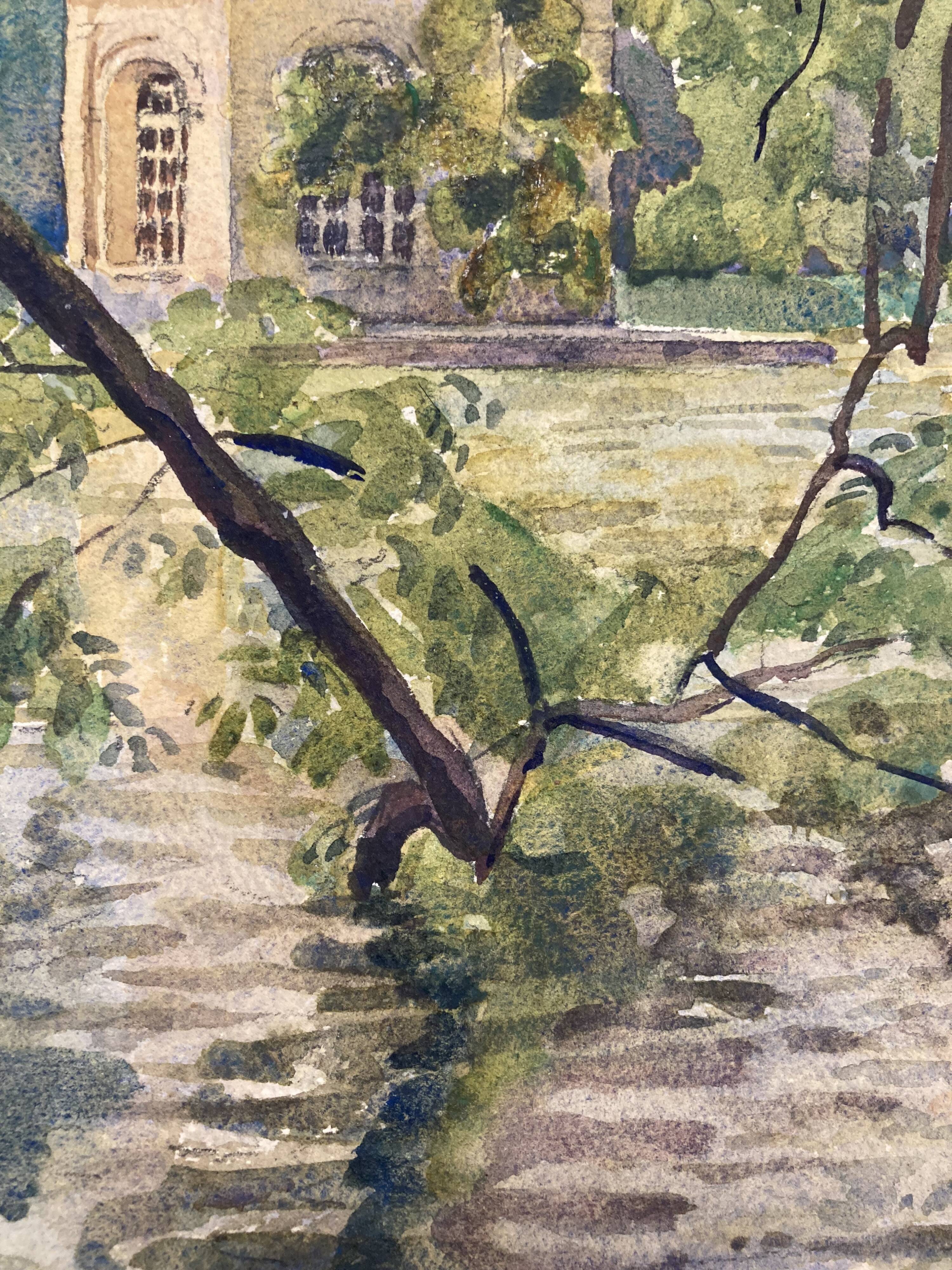 Vintage landscape watercolor