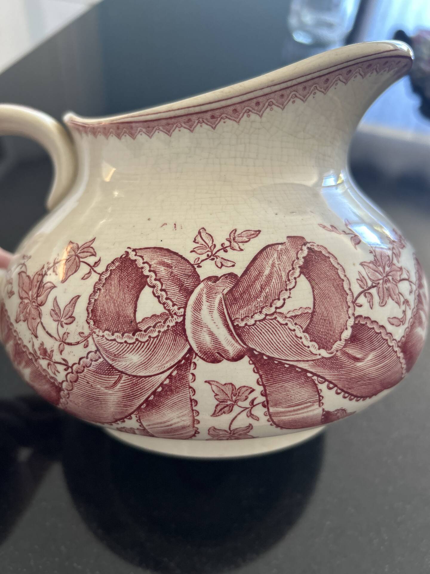 Antique Broc Sarreguemines U&Cie "Rosette" + matching piece – around 1910