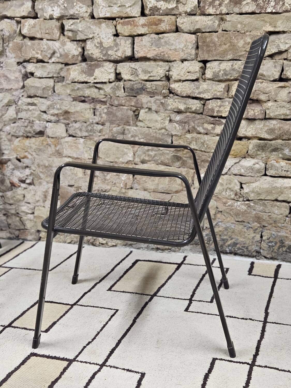 Lot 4 fauteuils vintage 1970" jardin terrase