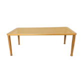 Banc vintage en cannage et bois blond