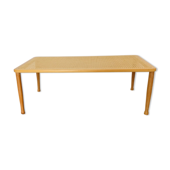 Vintage bench in cannage and blond wood