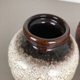 Set of Three Pottery Fat Lava Vases "Multi-Color" by Scheurich, Germany, 1970s