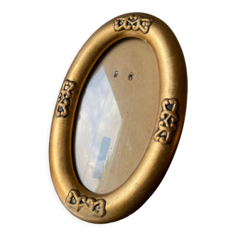 Cadre ovale en bois doré antique art nouveau