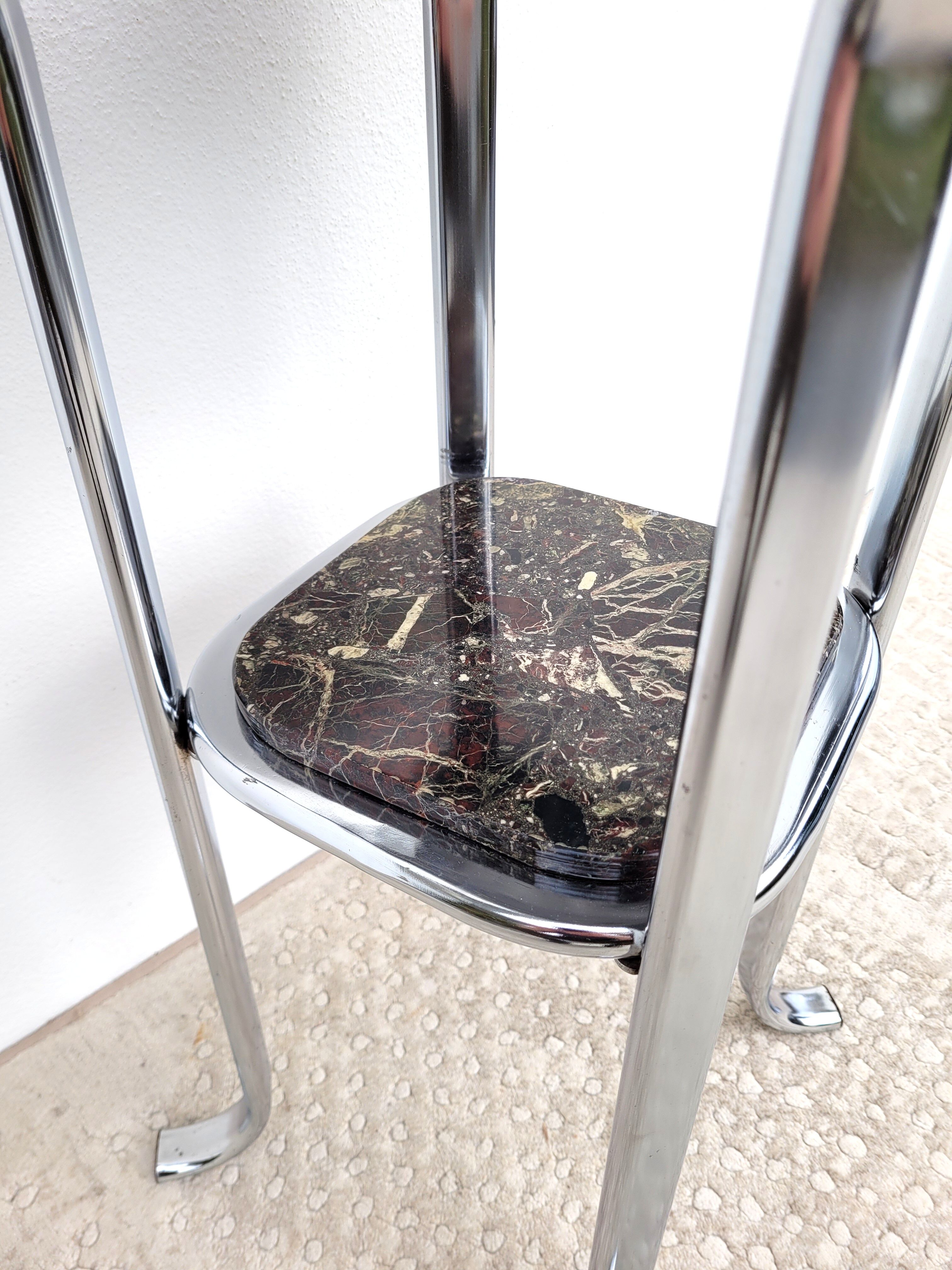 Table harness pedestal table chrome marble 1970