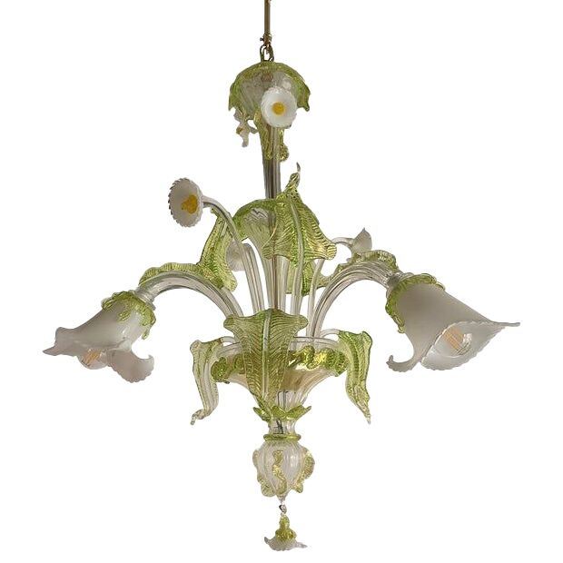 Floral Green Leaves and Milky "Calle" Chandelier