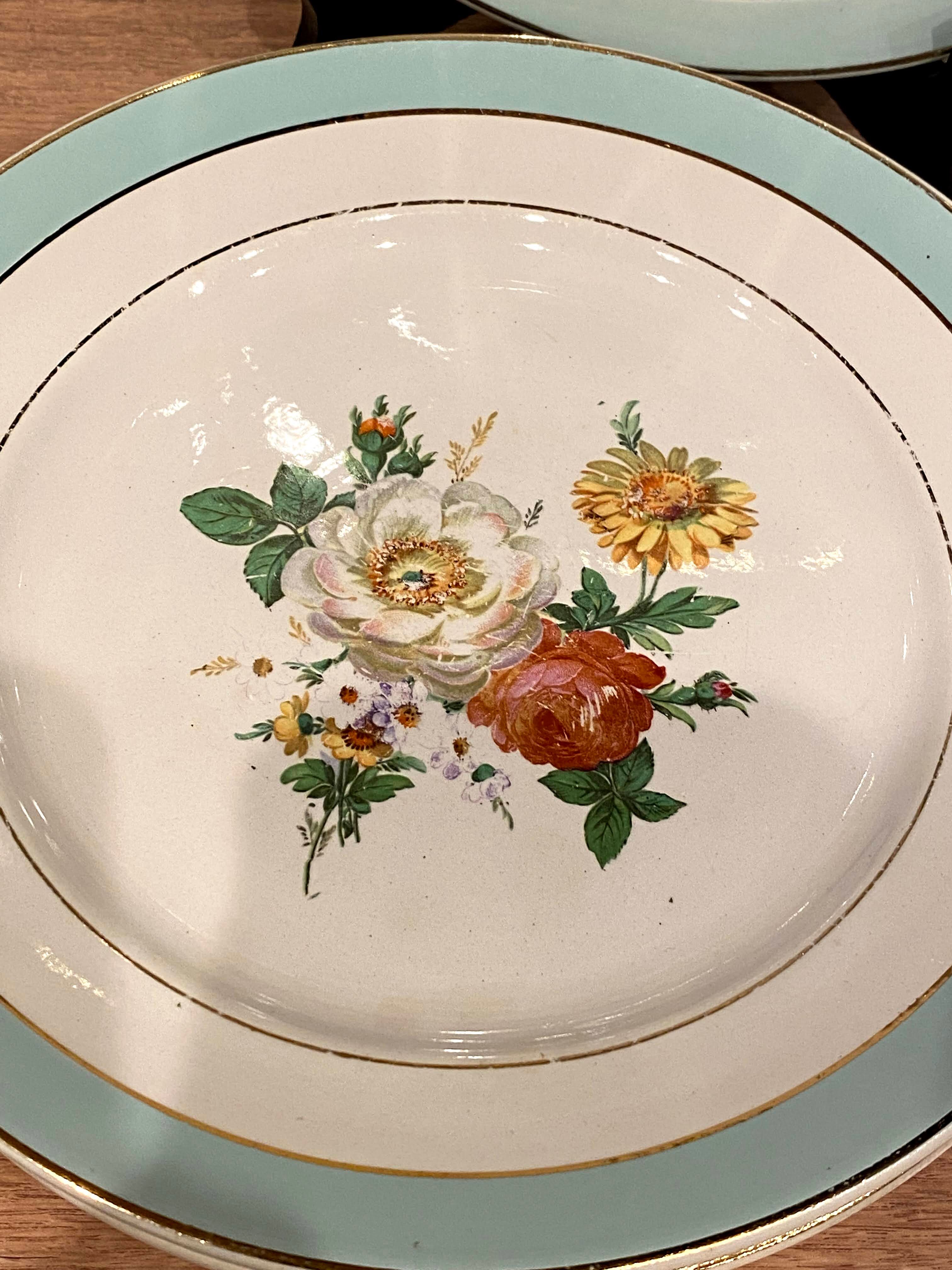 6 flat plates in half-porcelain Badonviller
