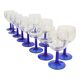 Set of Arcoroc Wine Glasses Cobalt Blue Base France 1980s