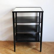 Late 1940s Czechoslovak Functionalist Étagère in Black Wood and Bevelled Gl