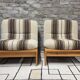 Pair of vintage 1970s armchairs in solid pine.