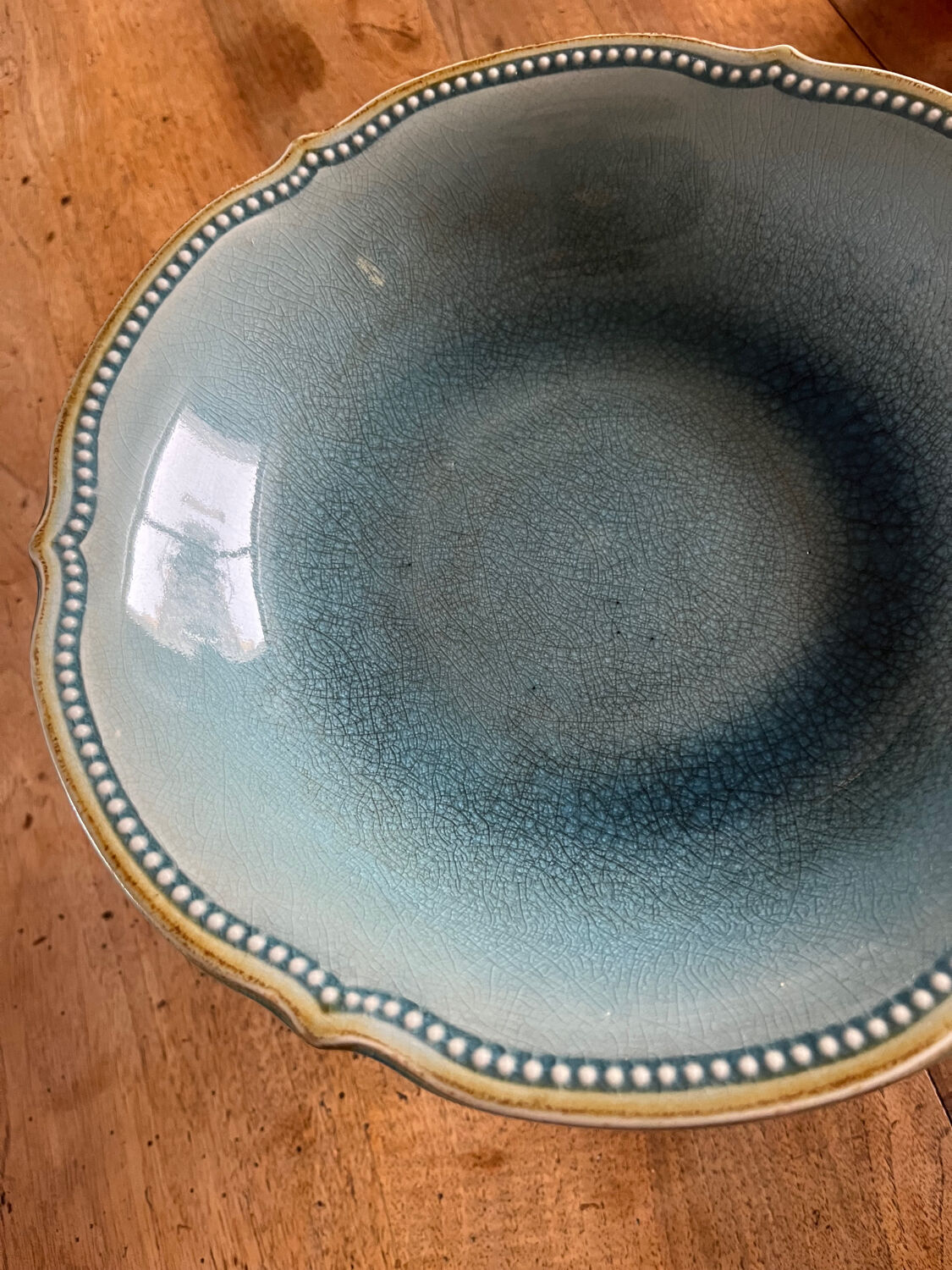 Blue earthenware footed bowl